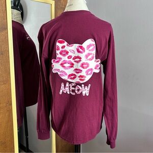 💋Rare Meow Cat & Lip Print Long Sleeve Tee- NWOT😻